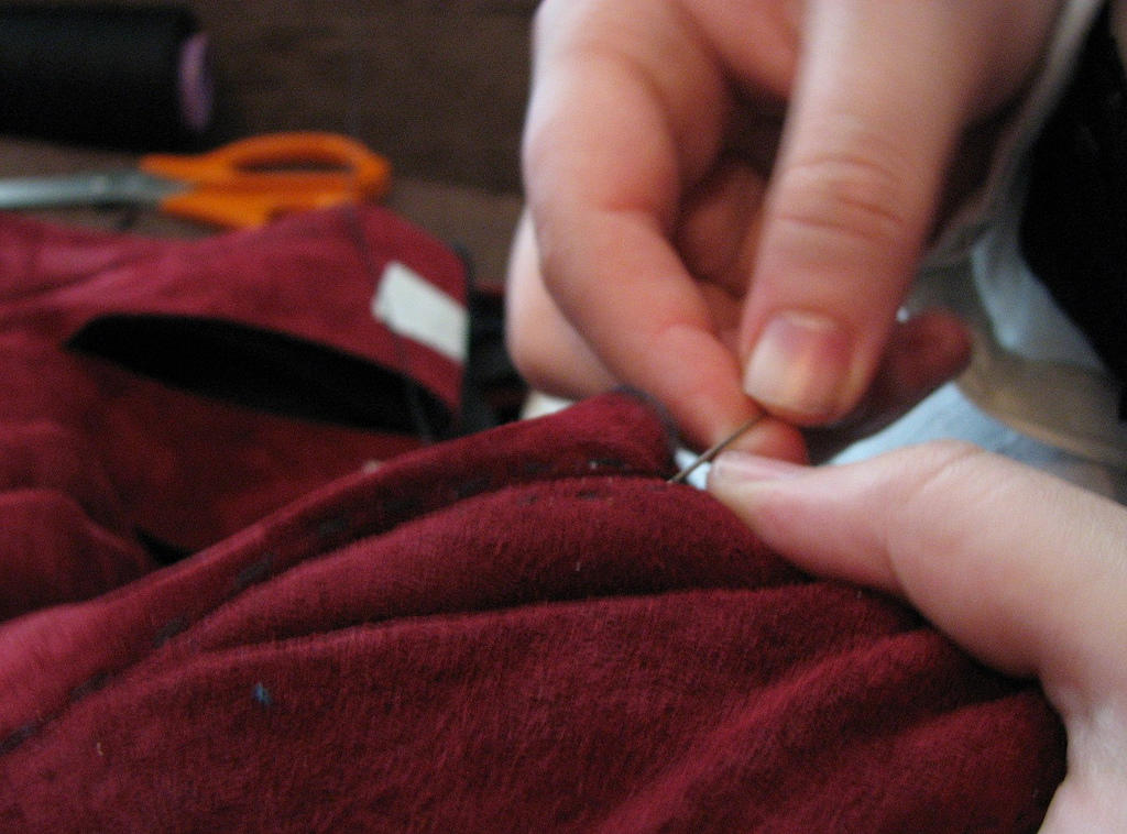 Hand stitching is a basic technique taught on sewing blogs.