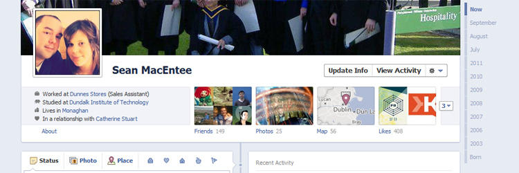 Your new profile page on Facebook.