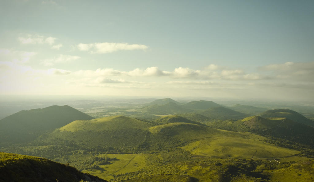 Extinct volcanoes in the Massif Central.