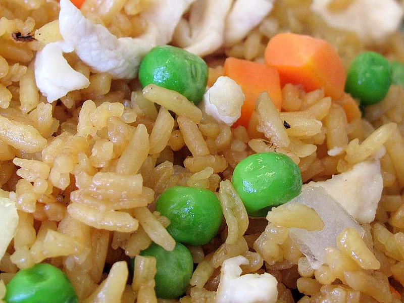 A close up of fried rice.