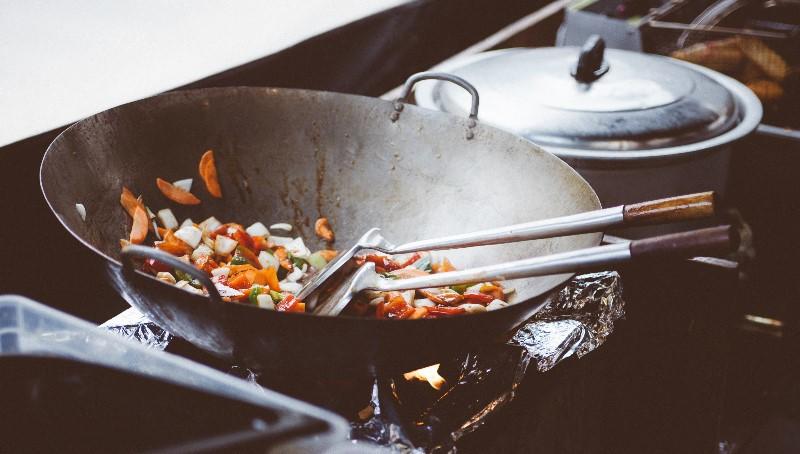 A Wok frying foods