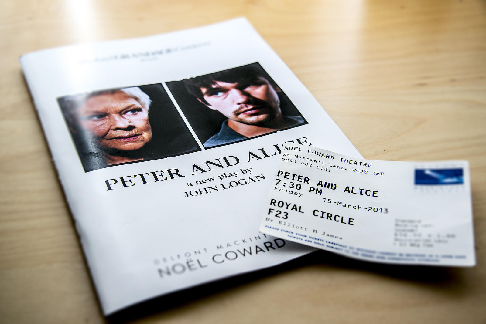 Judi Dench on stage in Peter and Alice.
