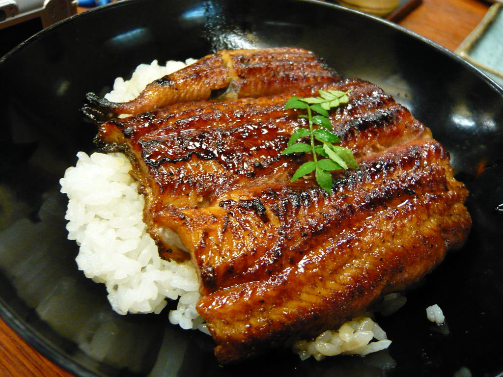Grilled eel is a common dish served in Japan