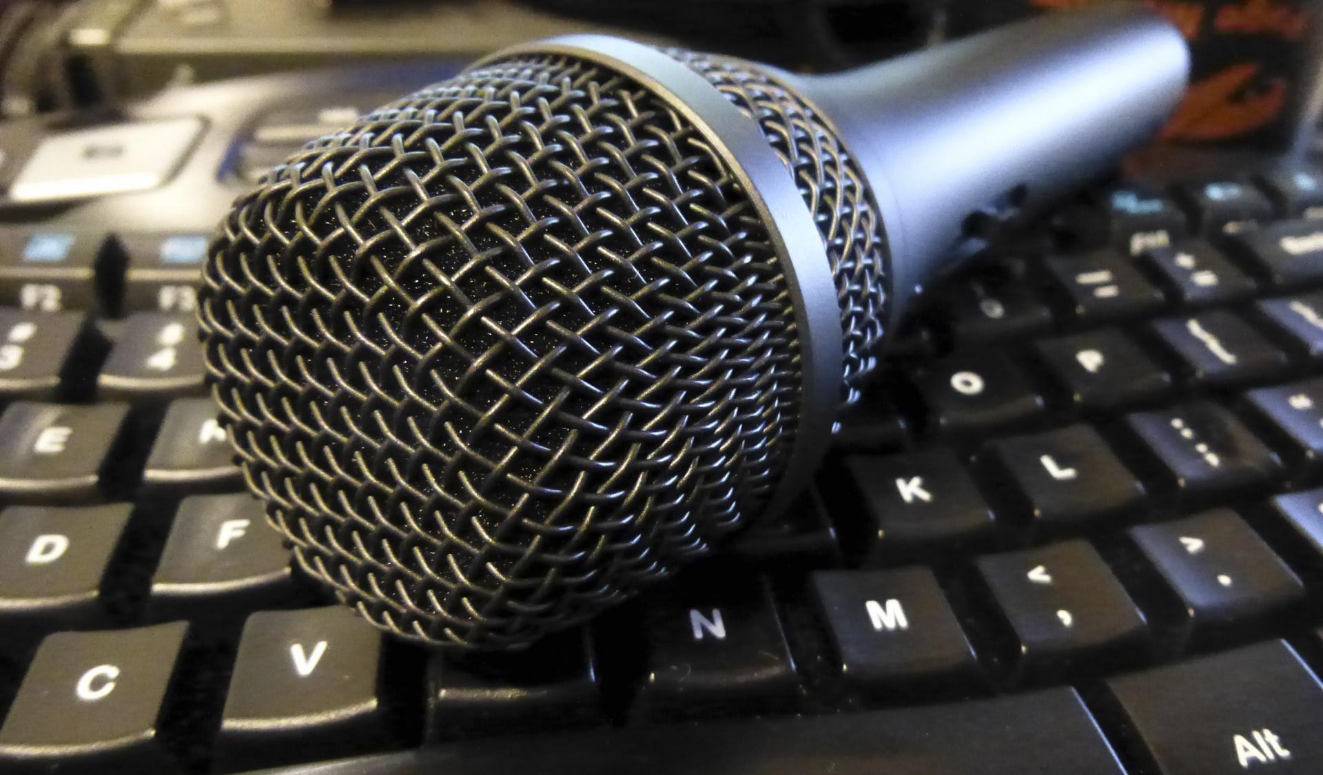 A podcast microphone. Podcasts really complement an online economics tutor.