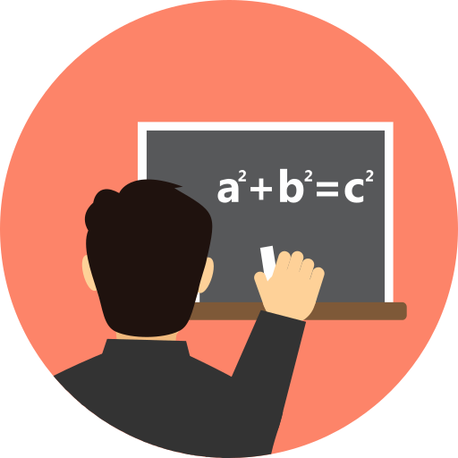 An economics tutor writing on a board.