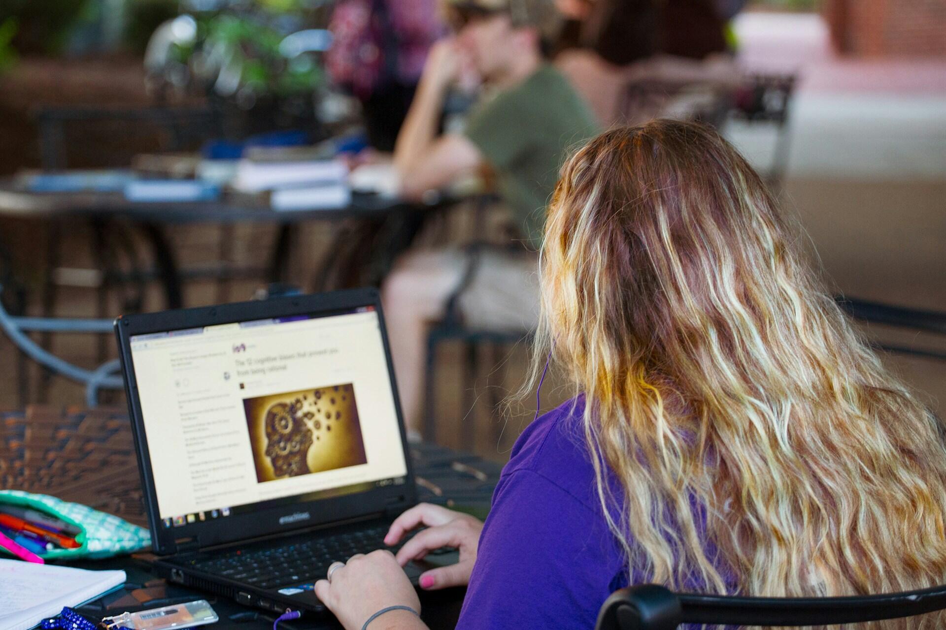 woman working on a laptop