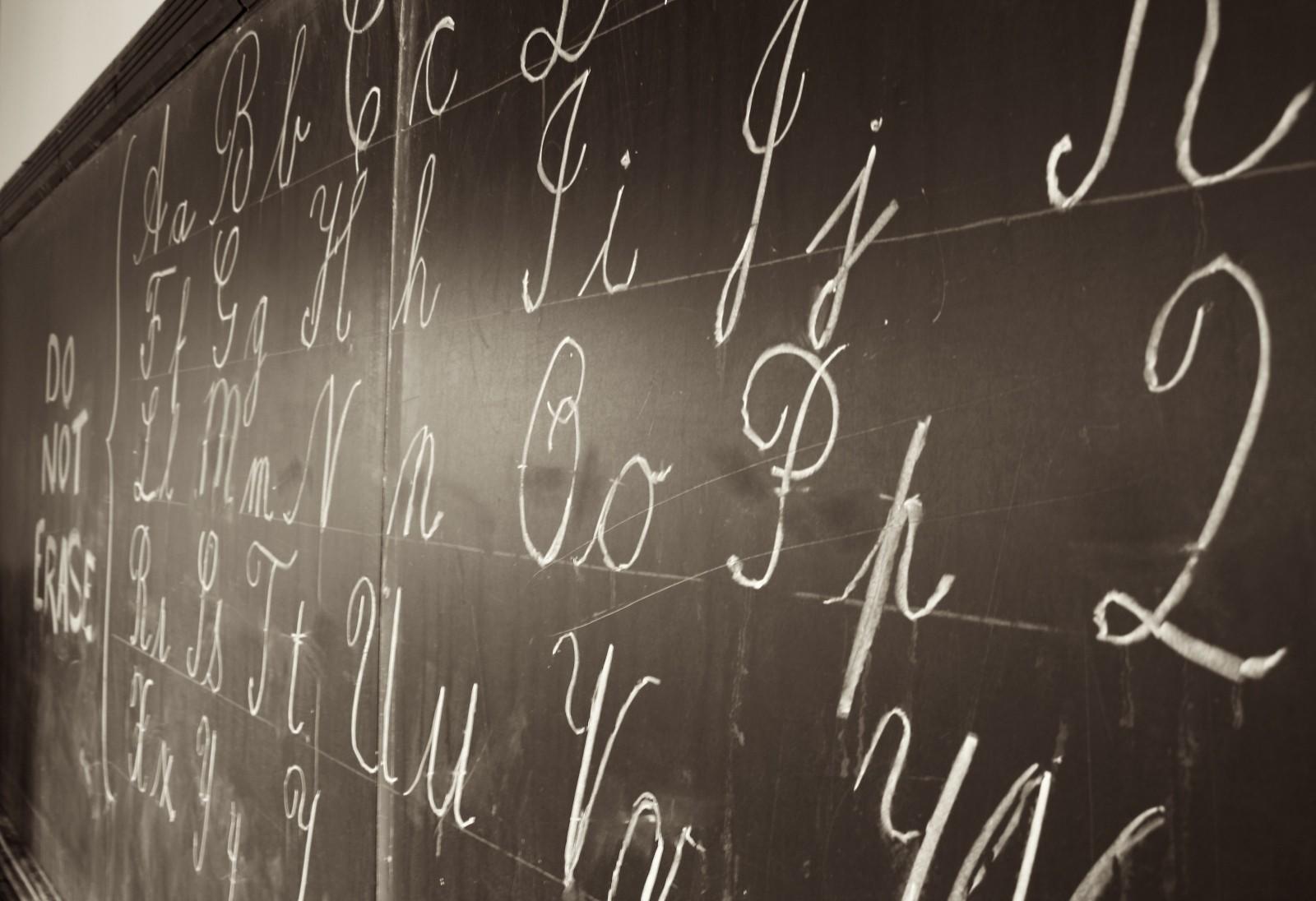 Blackboard alphabet.