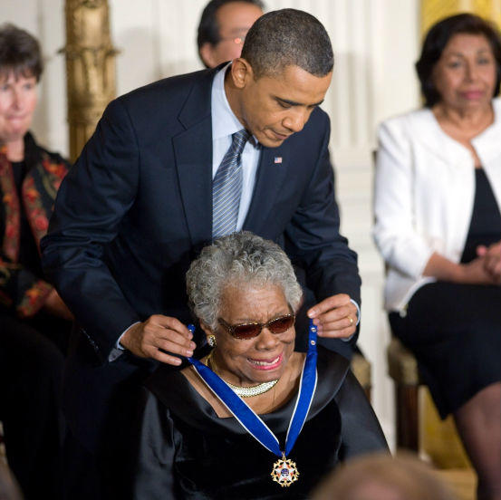 Maya Angelou being awarded the Presidential Medal of Freedom