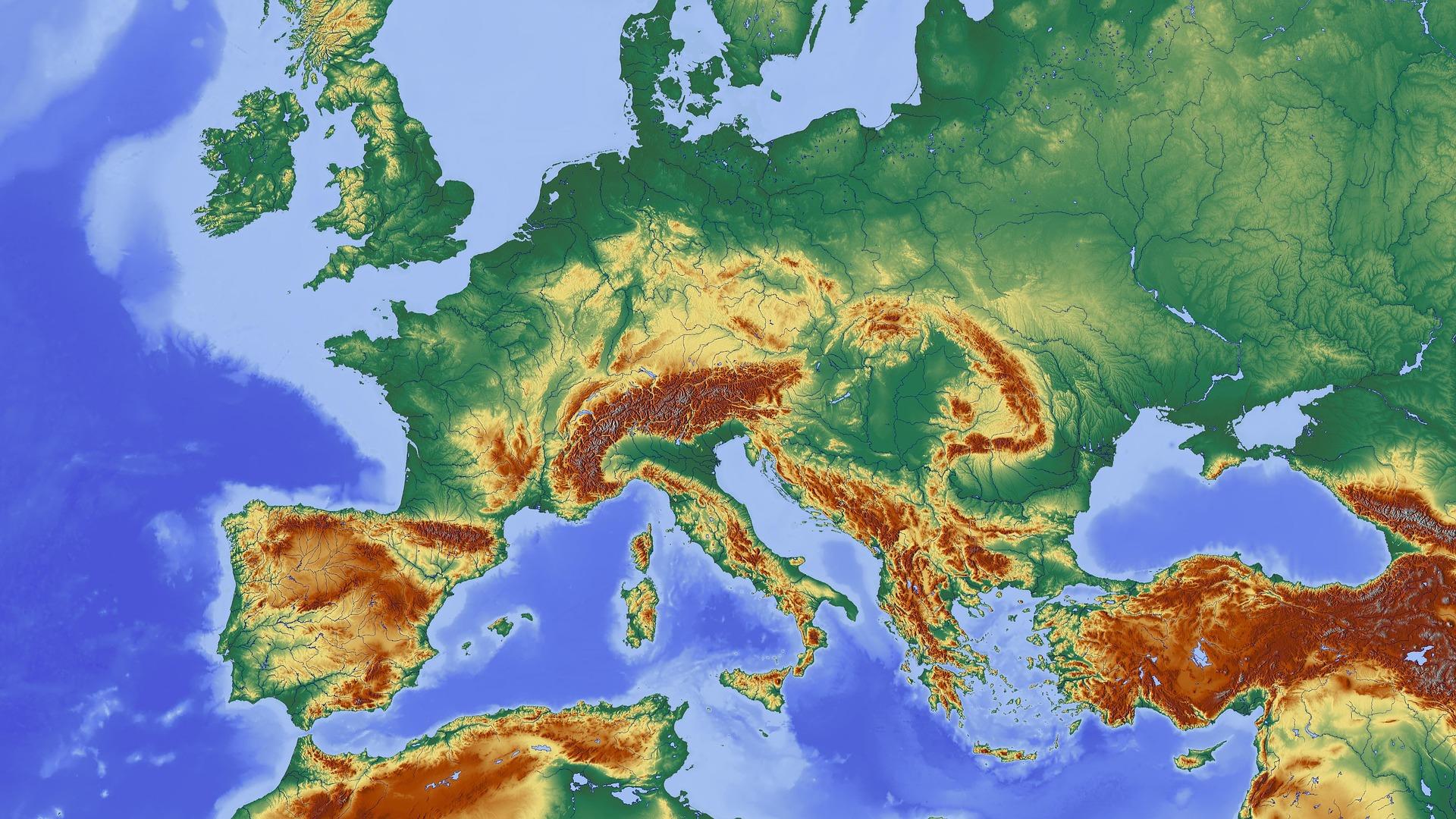 Can you tell where the borders were redrawn in western Europe?