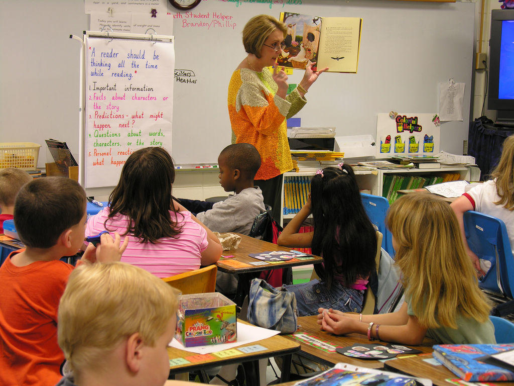 Classroom learning how to read.