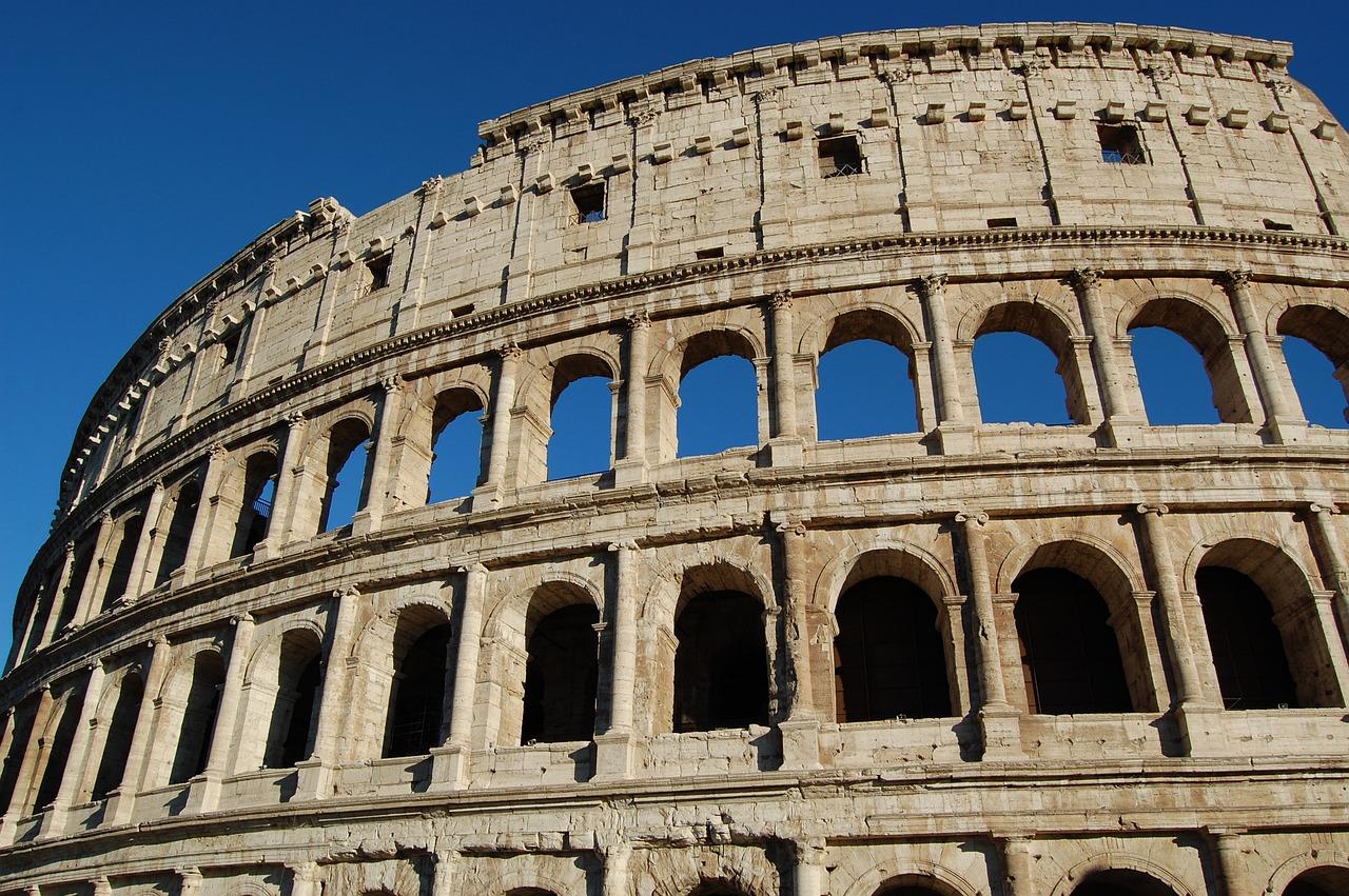 An image of the coliseum, a prominent part of ancient Rome.