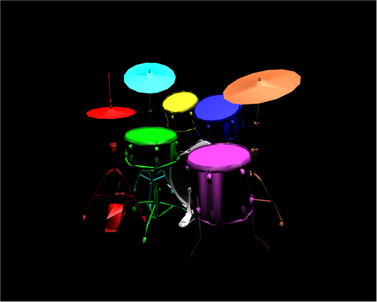 Different types of drums in a drum kit