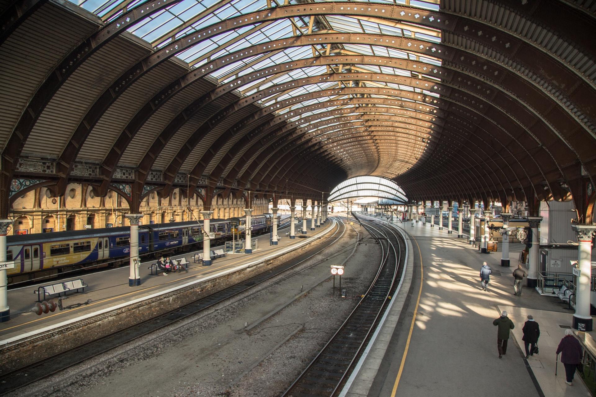 An image of a train station. Train travel was a key turning point in economic history.