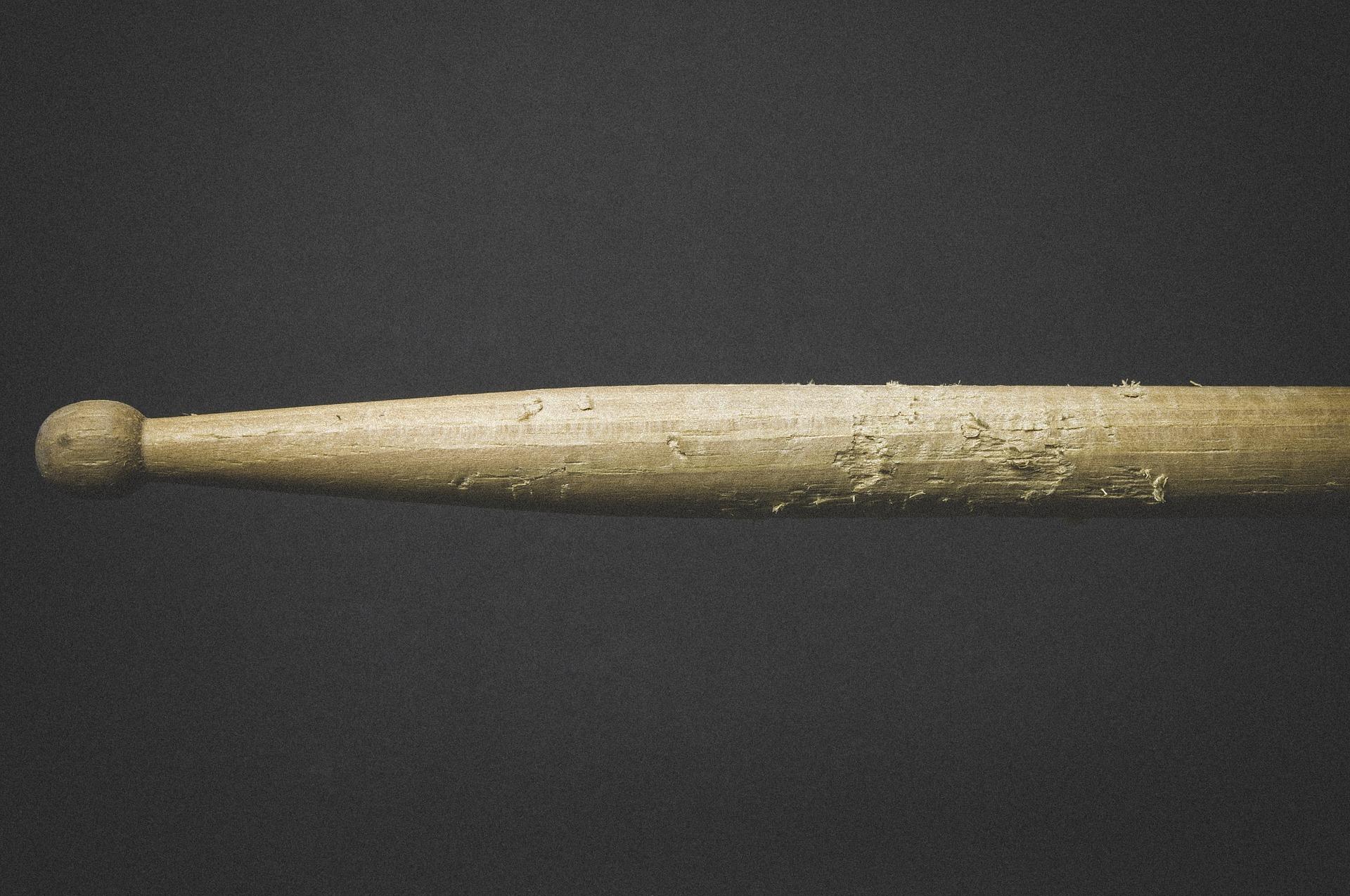 The stick's shoulder is mostly used to hit cymbals