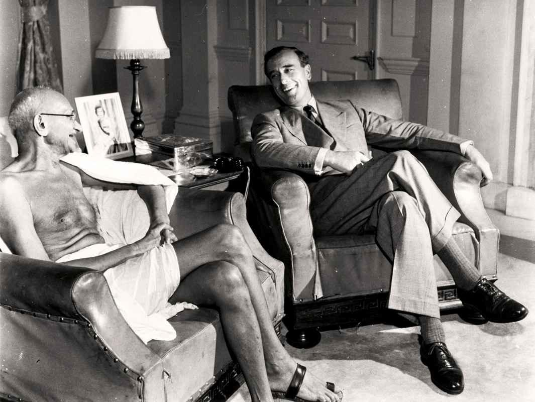 Mountbatten and Gandhi in India.
