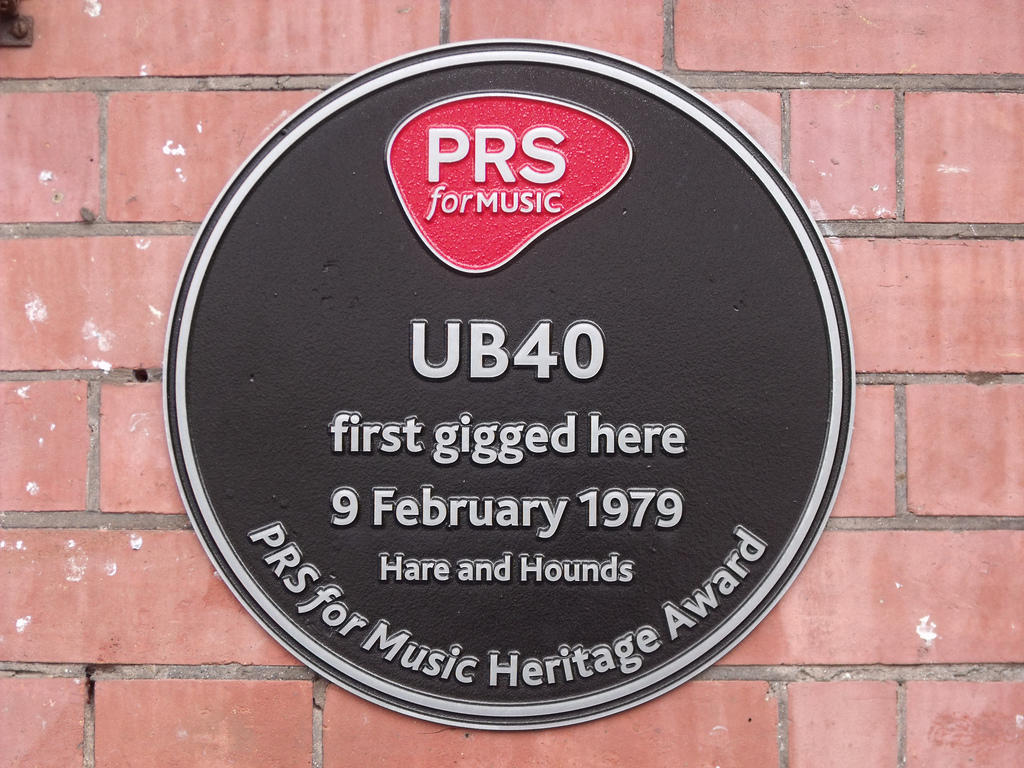 Heritage plaque for the UB40 band.
