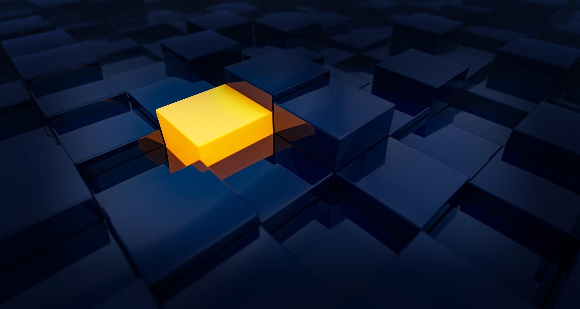 A yellow cube that stands out among a number of dark blue cubes in the background. Selecting the right poems for children can be tough 