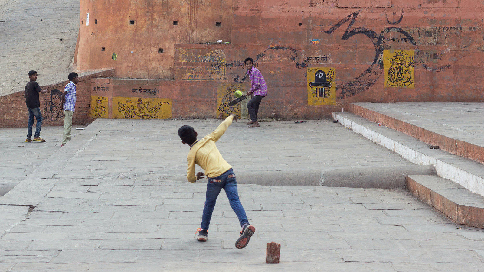 Street cricket in India.
