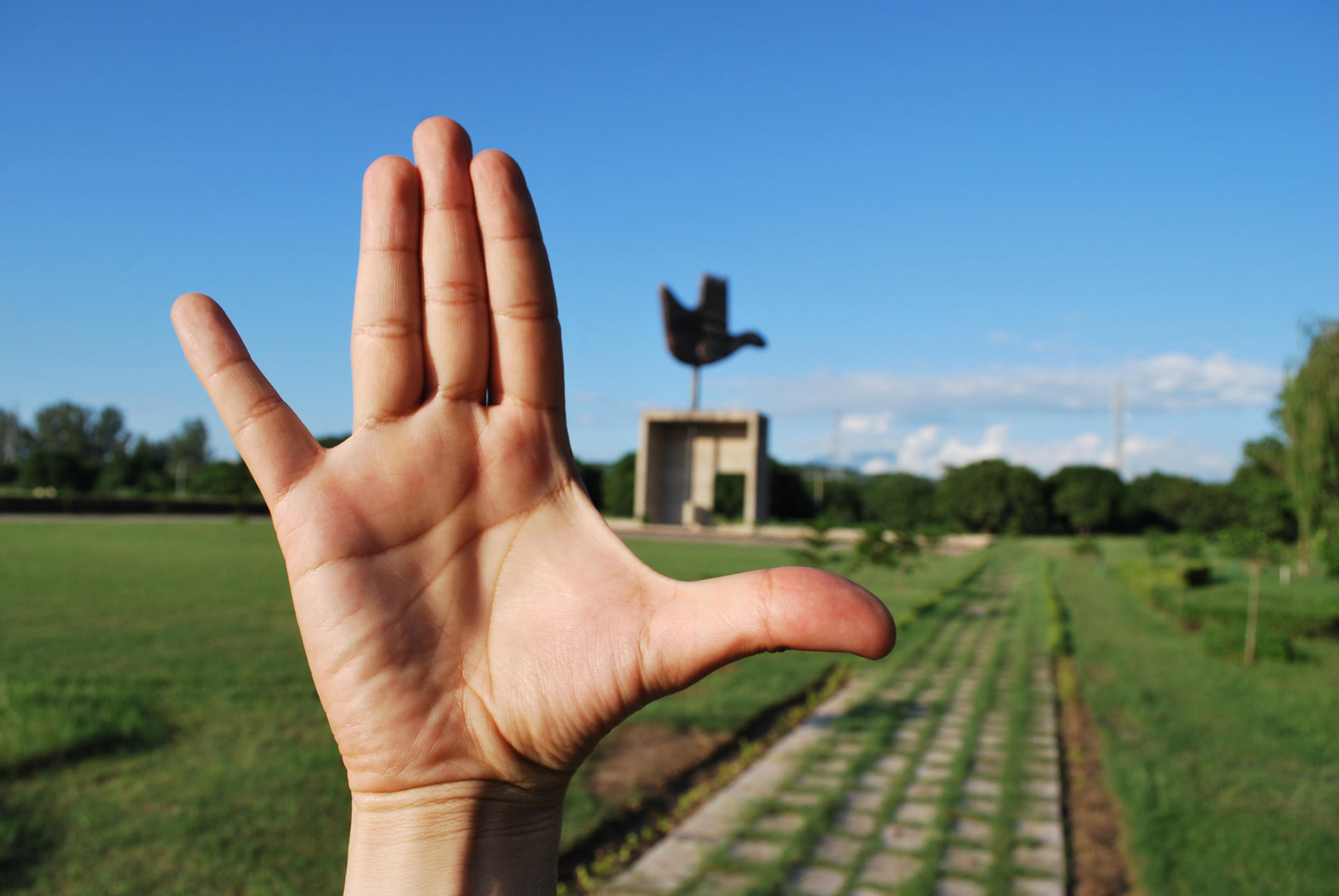 Open Hand monument in Chandigarh.