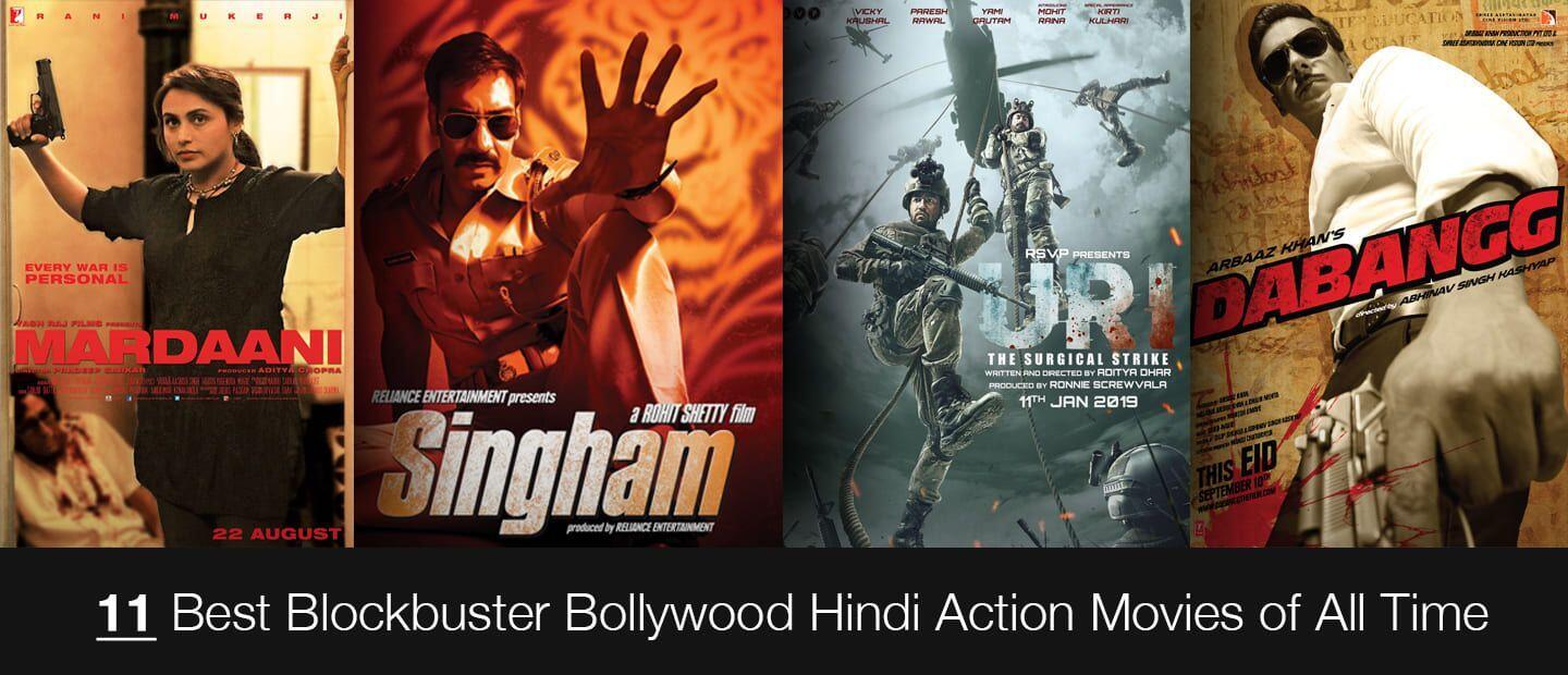 Posters of popular Bollywood Hindi action movies.