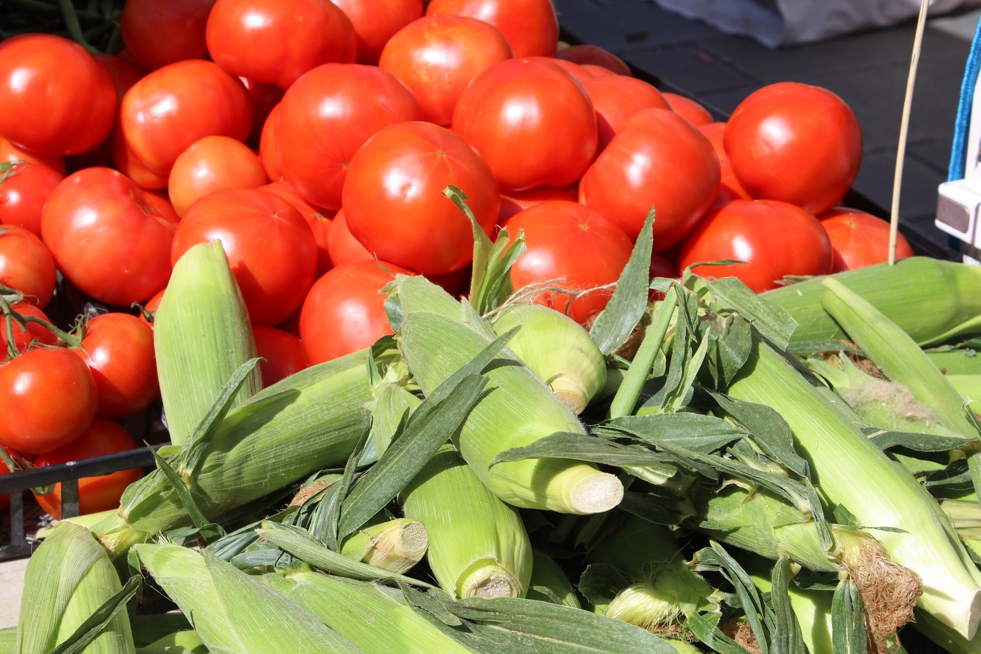 Fresh fruit and vegetables at a market. Good pregnancy nutrition is important to support a growing baby.