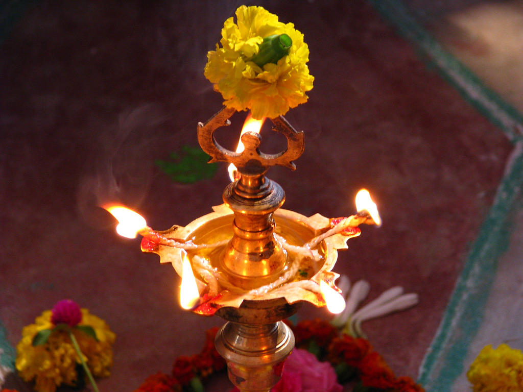 An Indian ceremonial oil lamp. Learning Hindi can give insight into Indian culture.