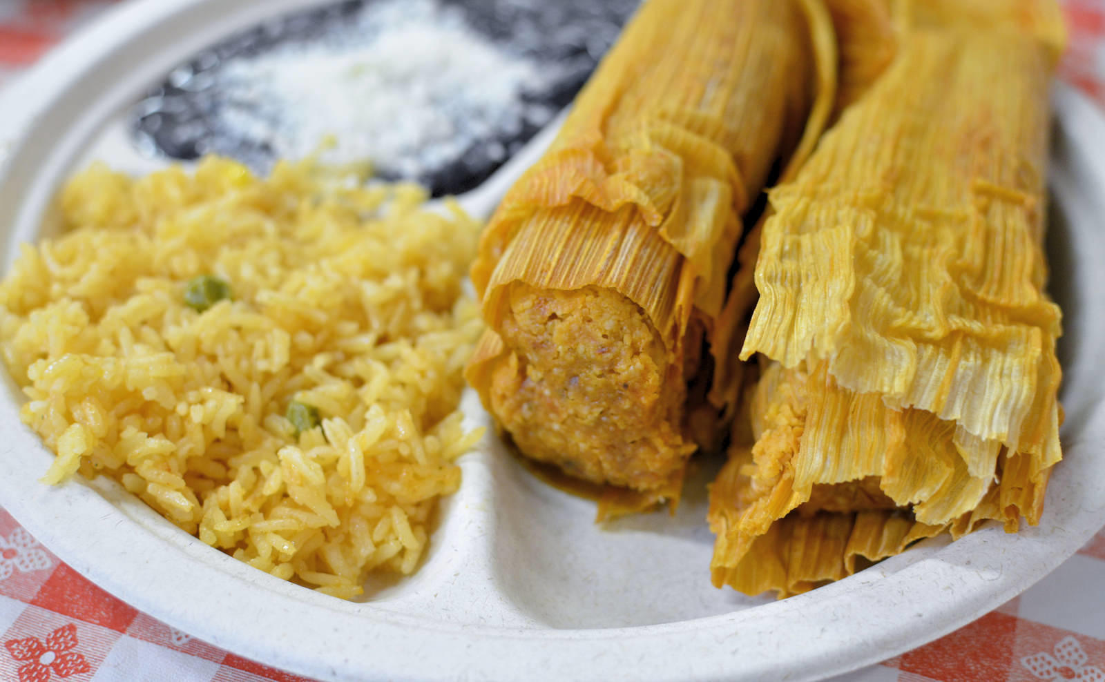 Tamales: masa rolled in corn husks.