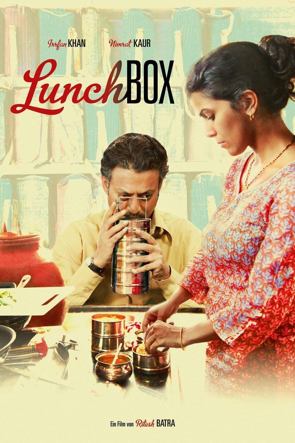Movie poster of The Lunchbox featuring the lead characters.