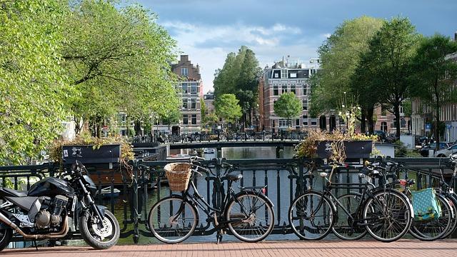 driving a bike in Amsterdam