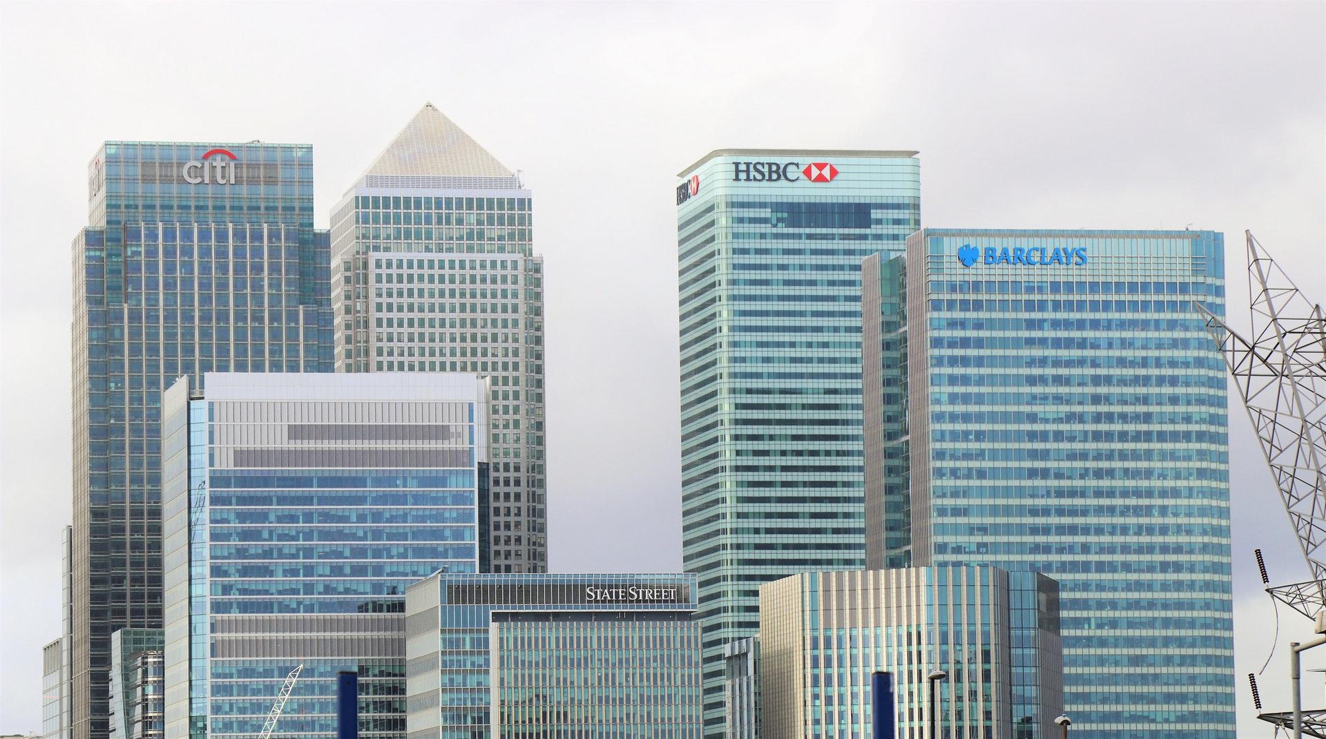 The banks in Canary Warf London.