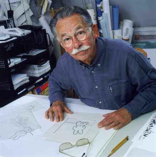 Dutch artist and author Dick Bruna painting