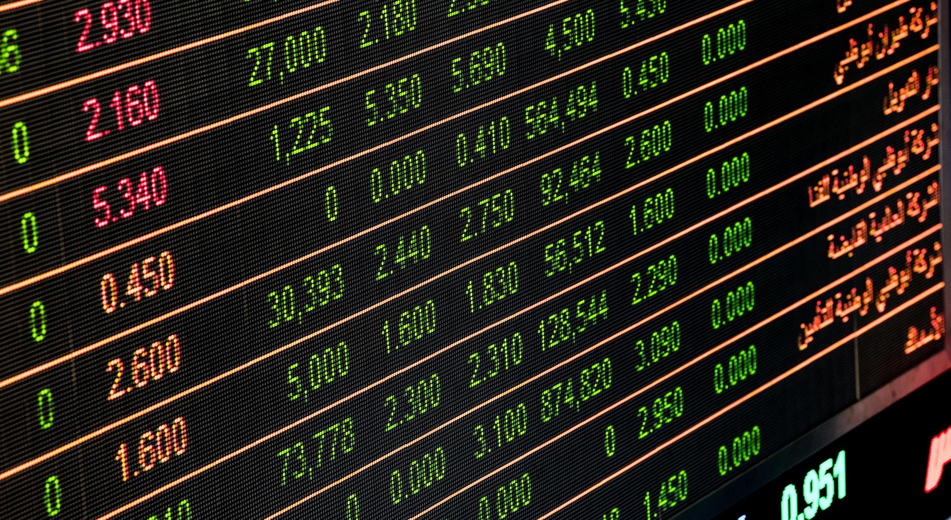 Market trading board.