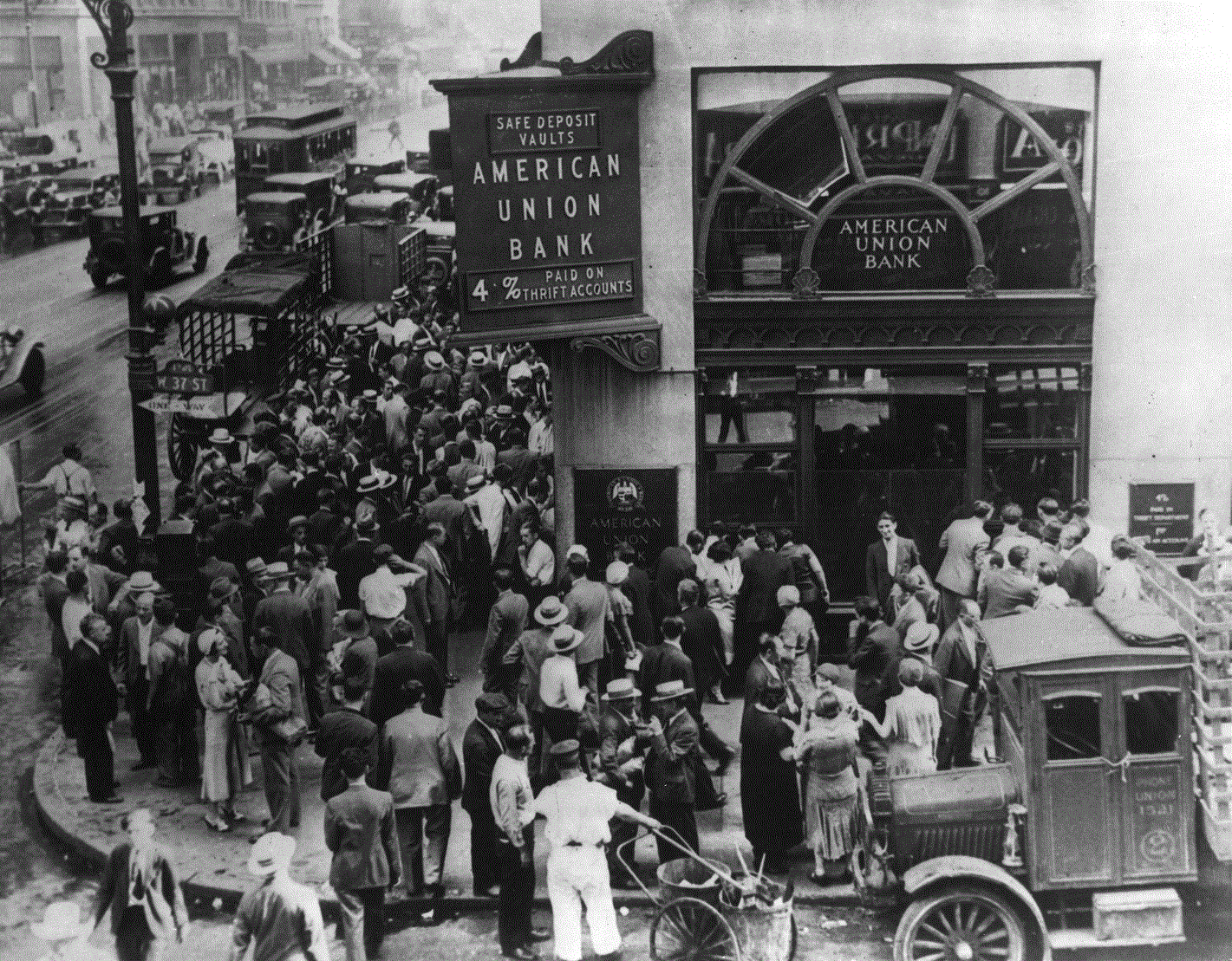 People flooded into banks for their money in the early days of the depression