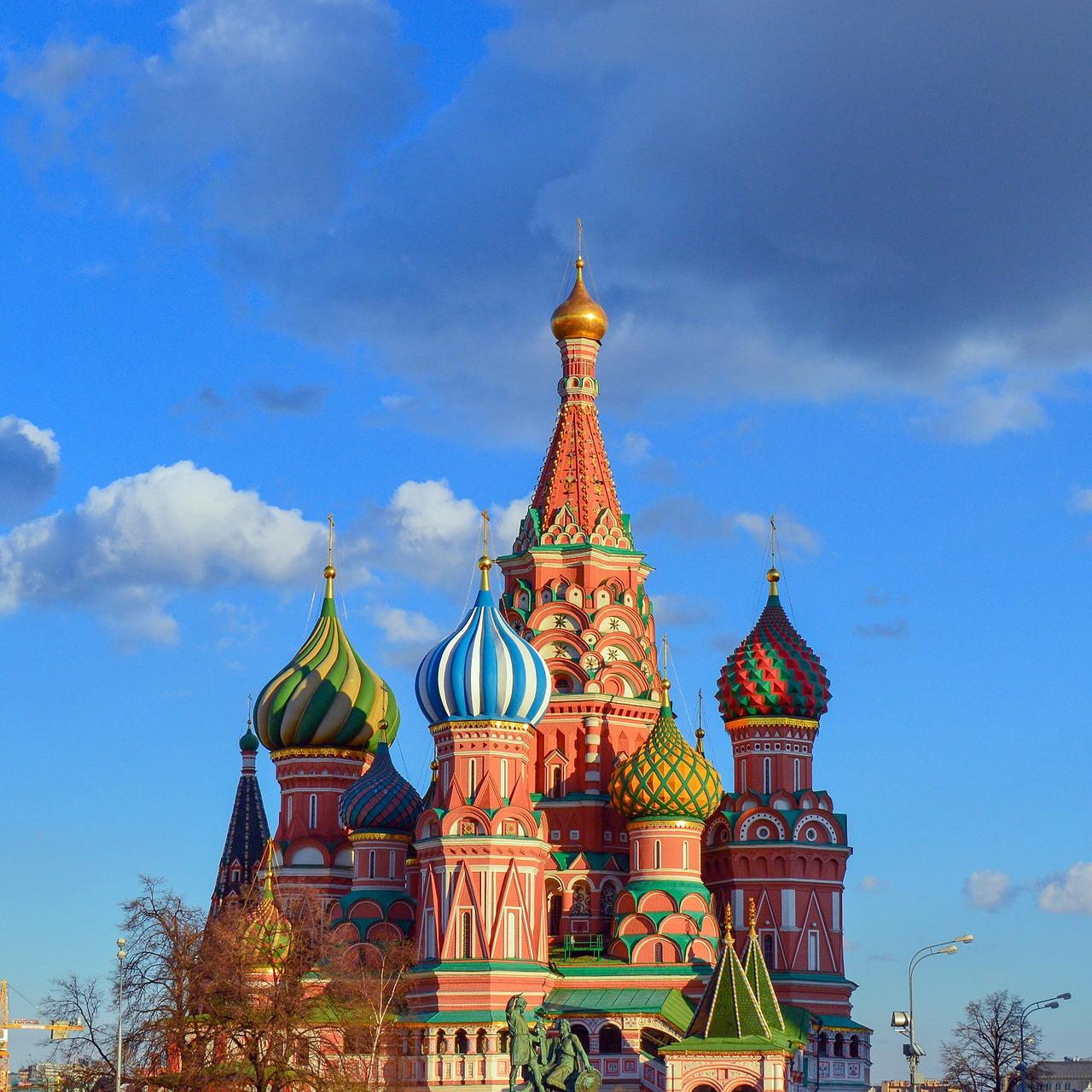 A photo of Saint Basil's Cathedral in Red Square, Moscow. Taking Russian classes can help you if you plan on travelling to Russia.