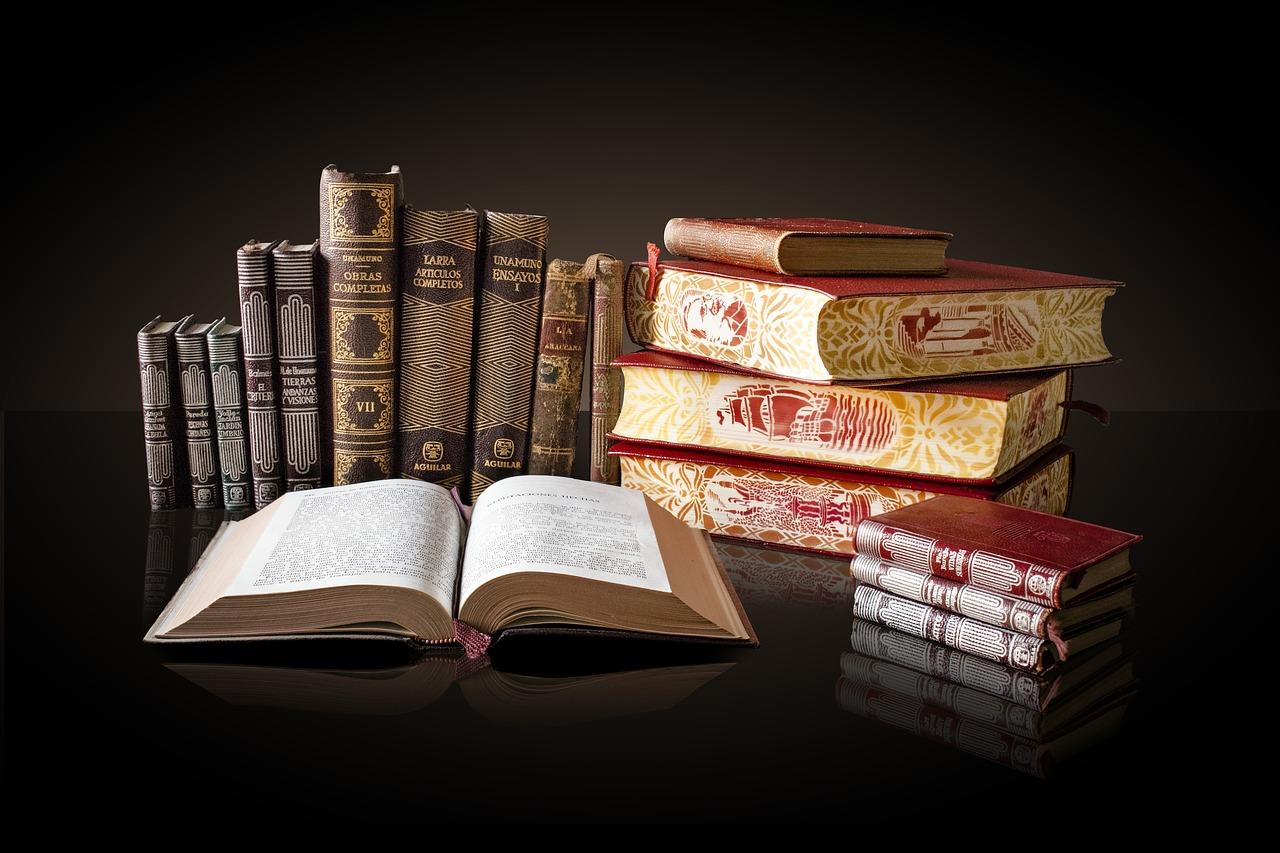 Piles of history books.