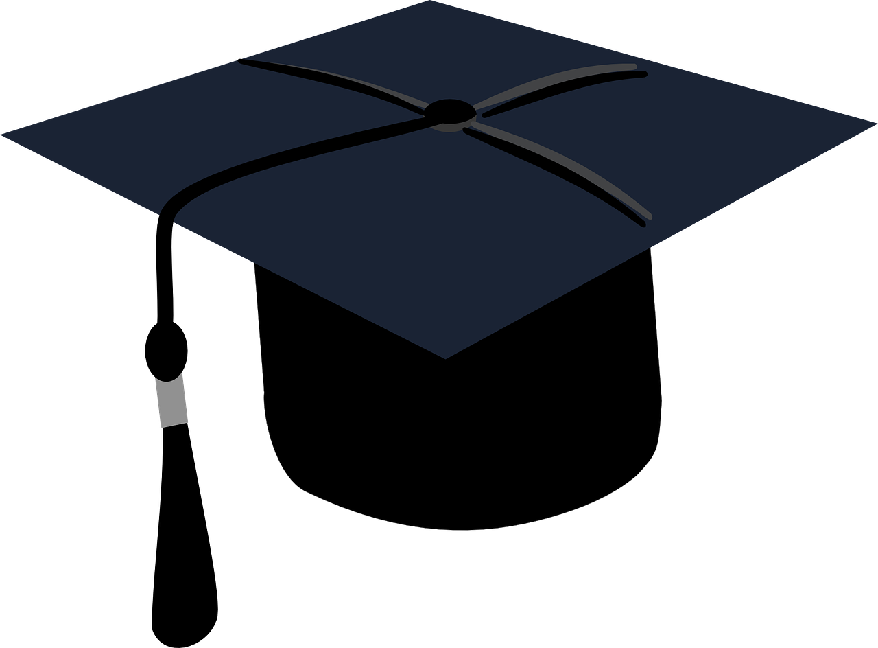 A picture of a black graduation cap. A physics degree can lead you to further study.