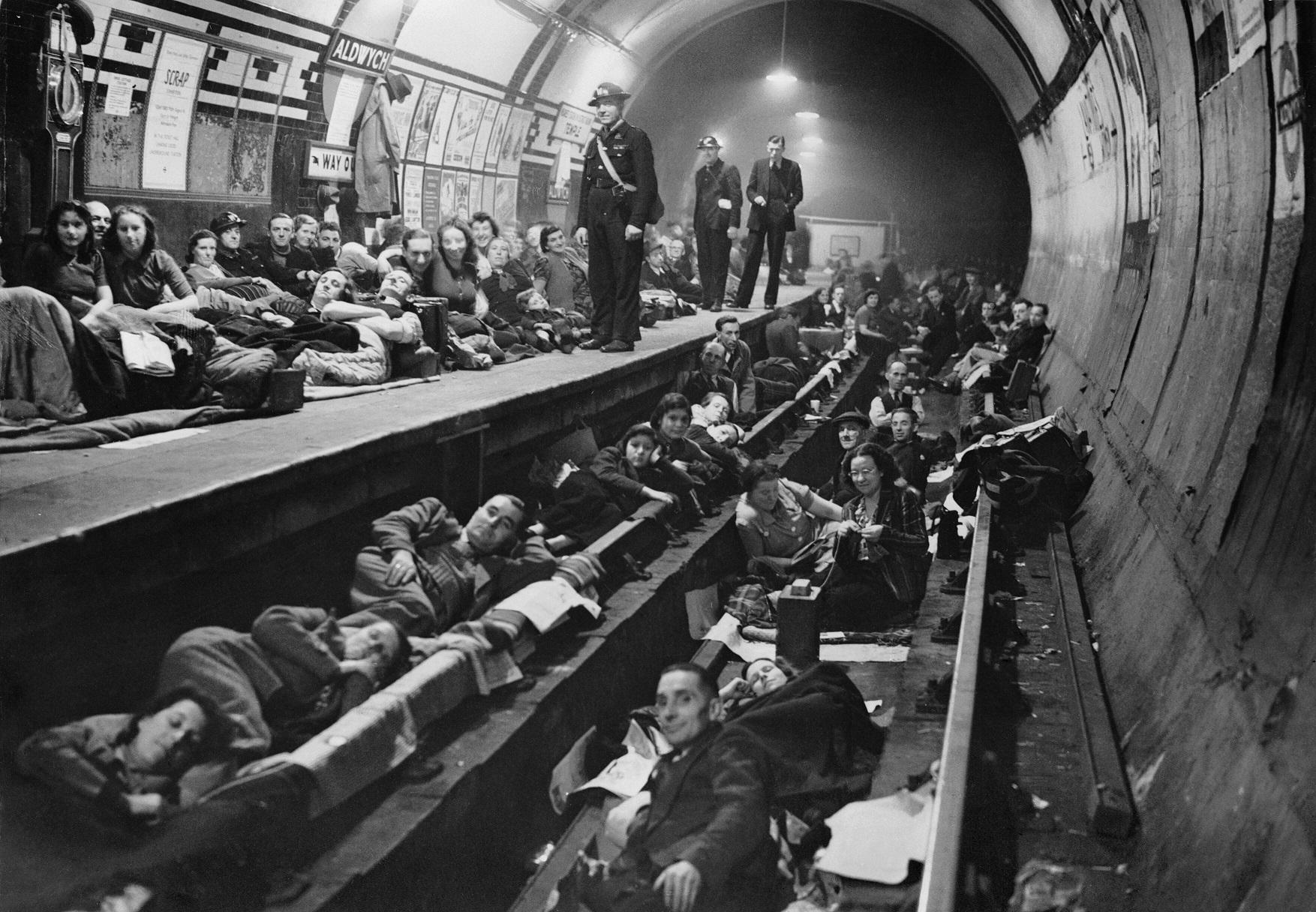 People took shelter from the bombing in tube stations