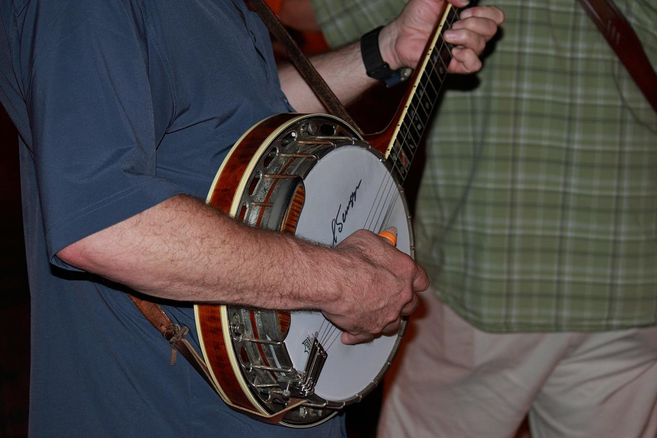 A man plays the banjo