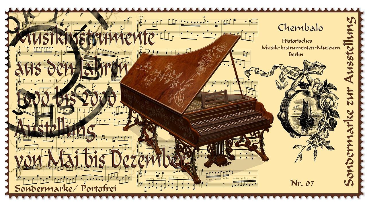 a drawing of a harpsichord