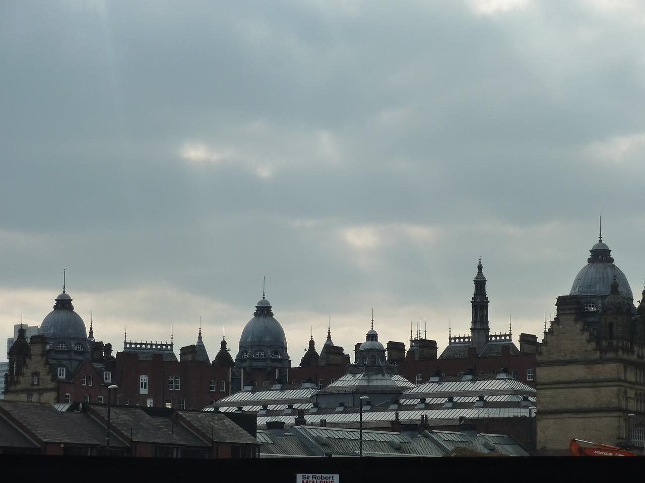 Leeds skyline with clouds.
