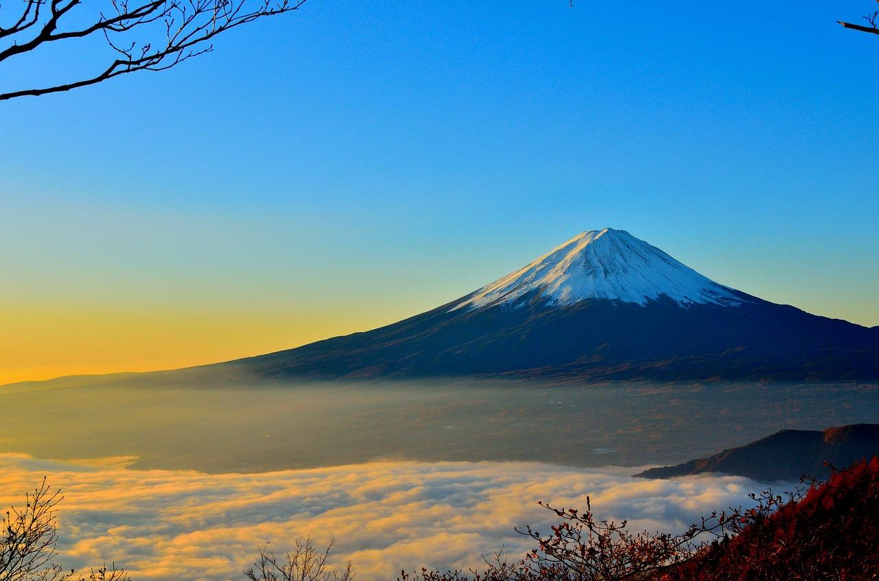 Mount Fuji above the clouds.