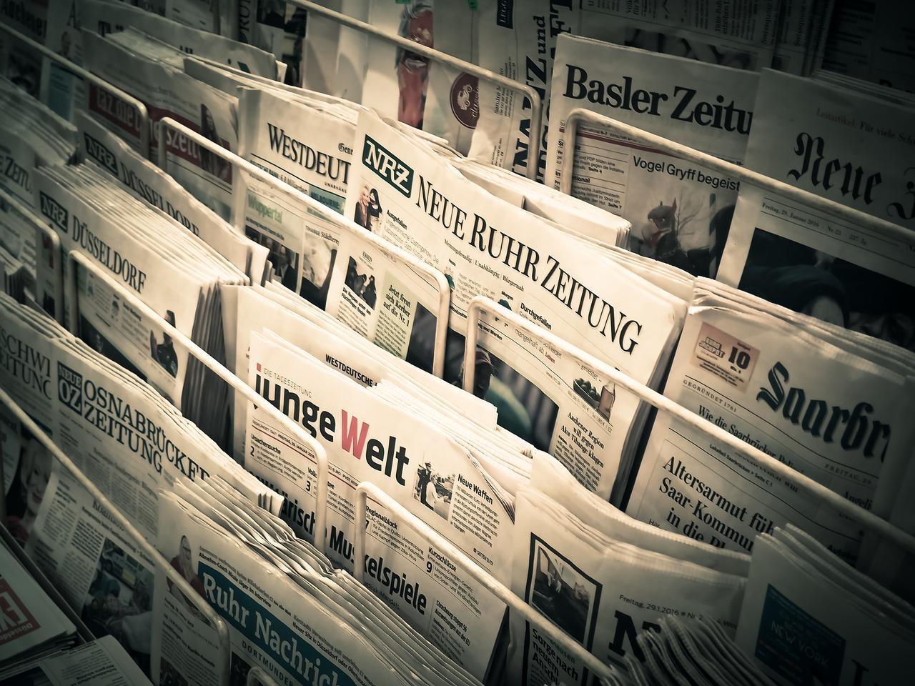 a rack of newspapers