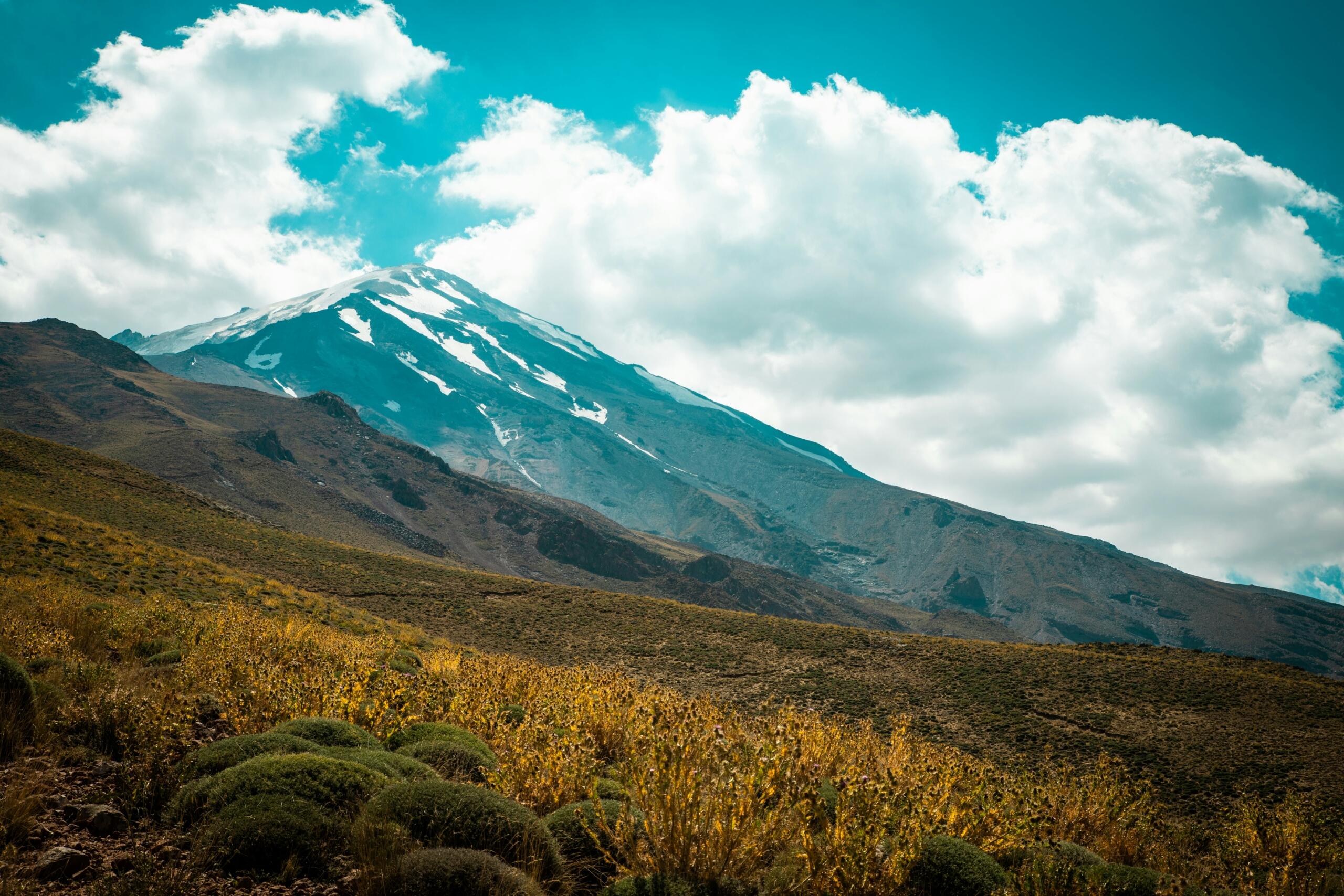 Mountain prairie landscape with clouds