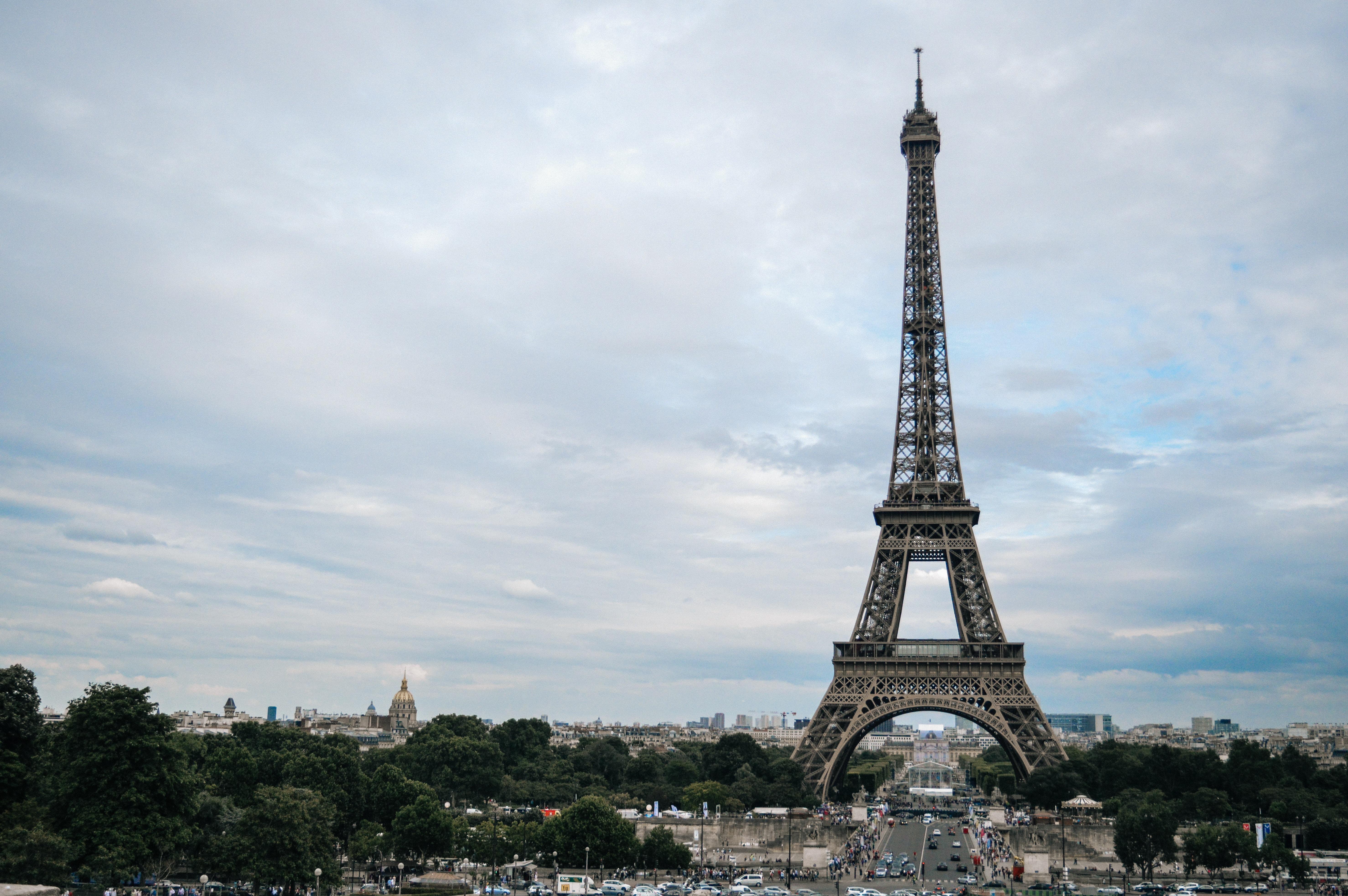 The Eiffel Tower above Paris.