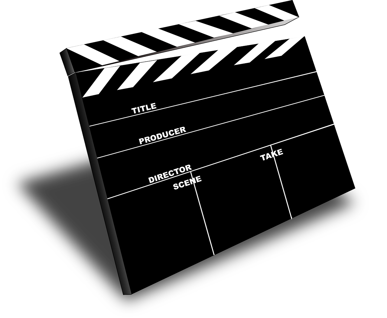 A movie clapper board
