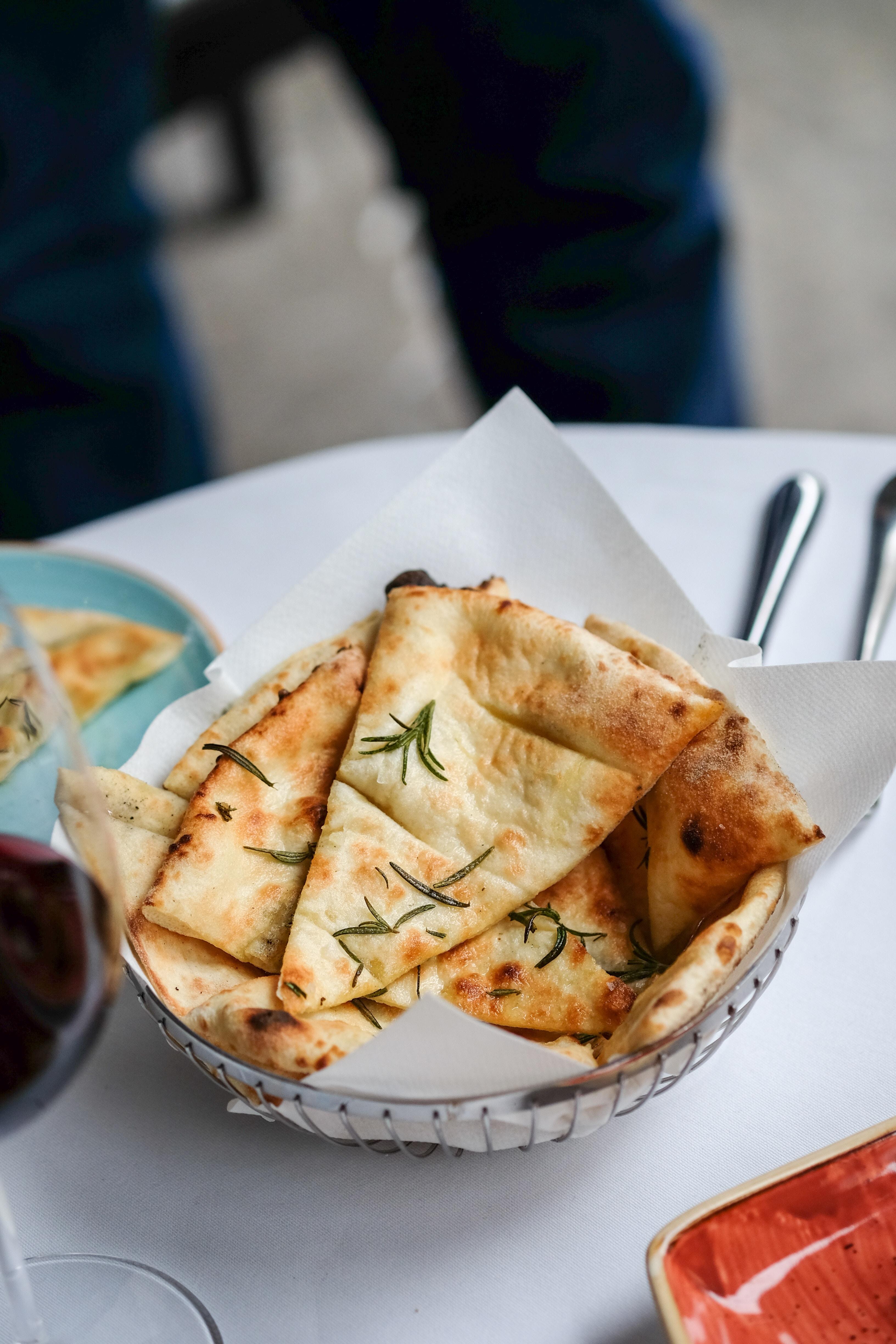 Pitta toppings include chickpeas, falafels and feta cheese