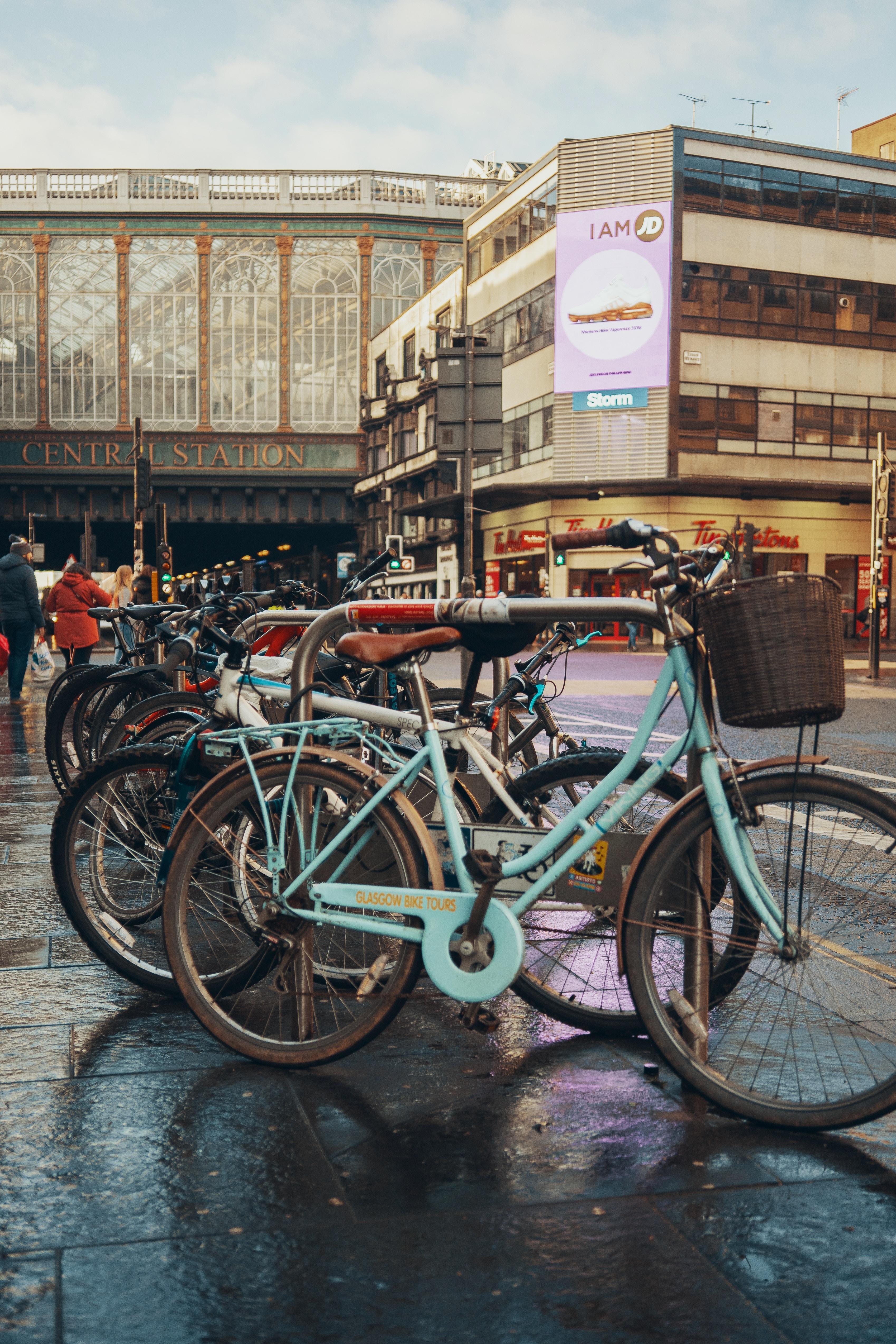 Bicycles outside Glasgow Central Station