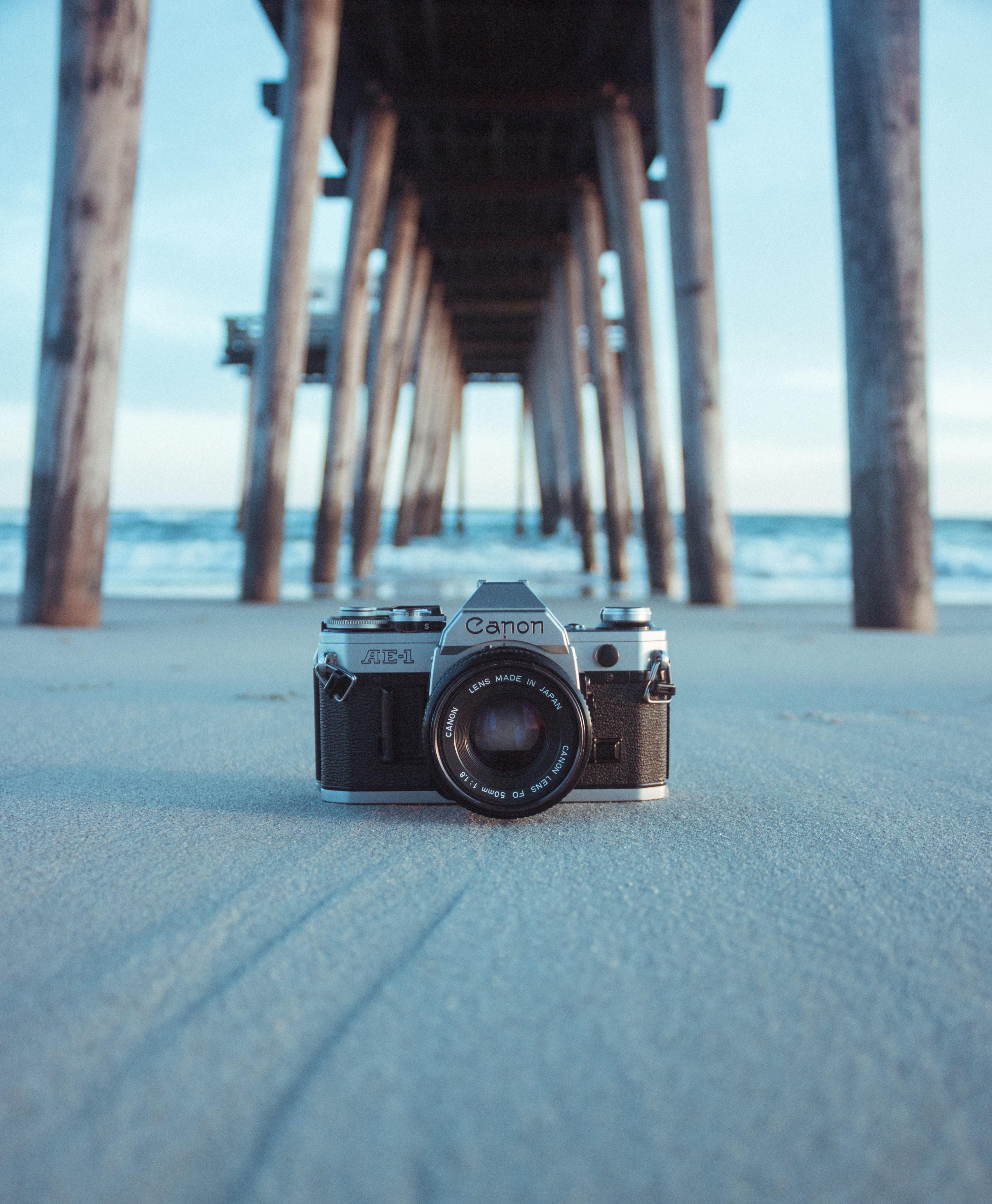 camera on a beach