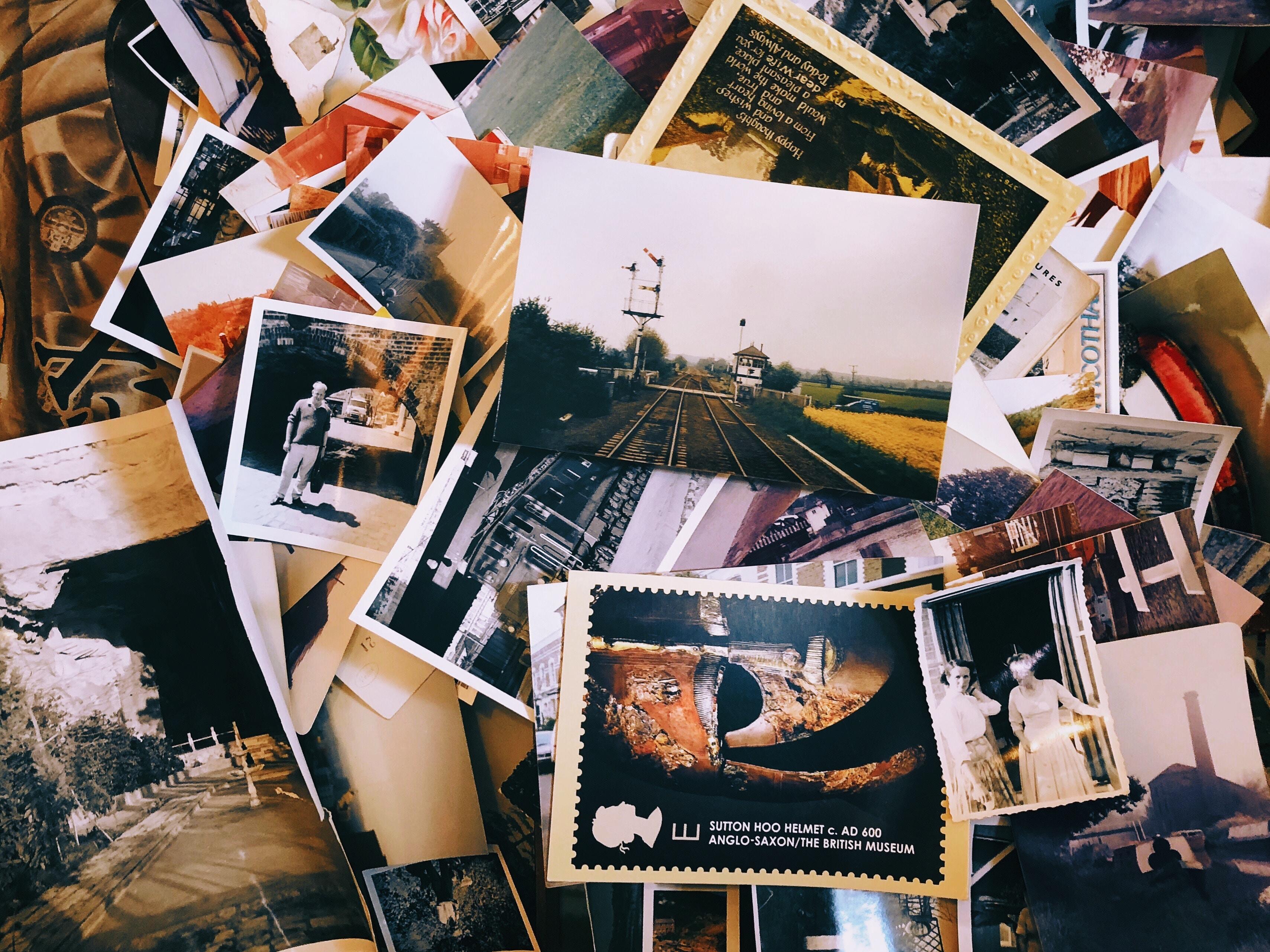 a pile of photographs