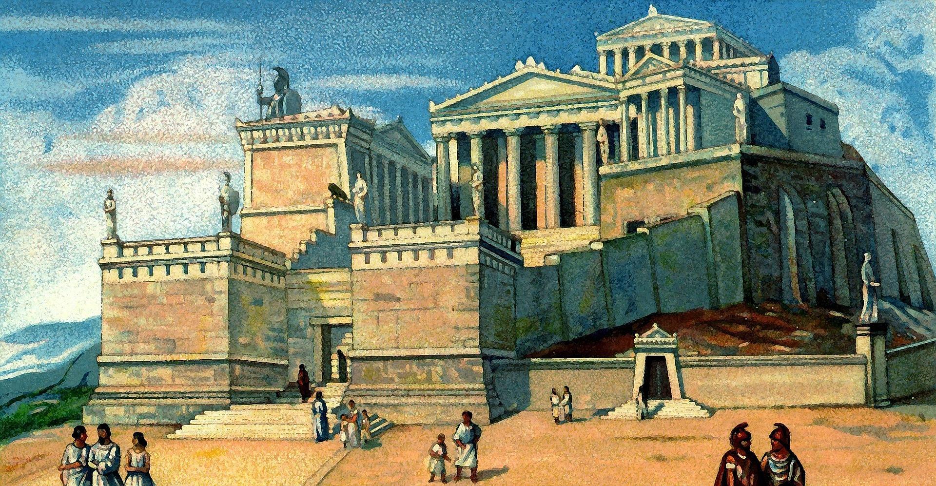 This rendering of the Acropolis is a symbol of Greek reverence for the law